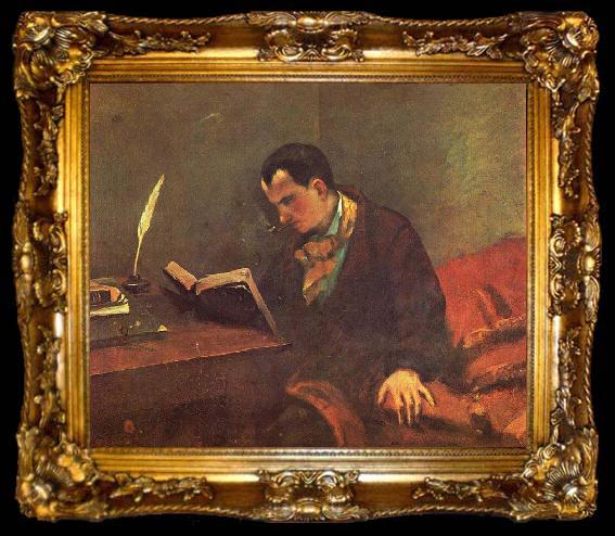framed  Gustave Courbet Portrait of Charles Baudelaire, ta009-2